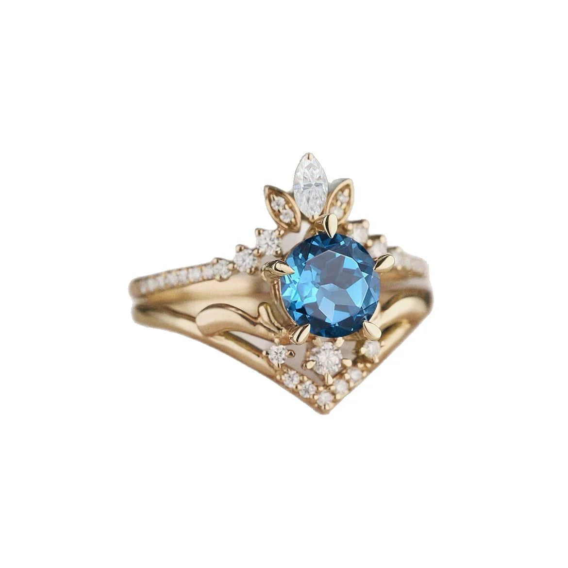 Geometric Fly Shape Pattern Gold Plated Simple Couple Rings