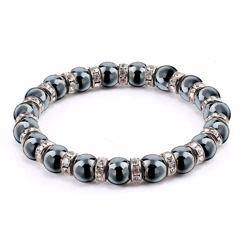 Haematite Beaded Bracelet Single Circle Couple Micro Inlay Rhinestones