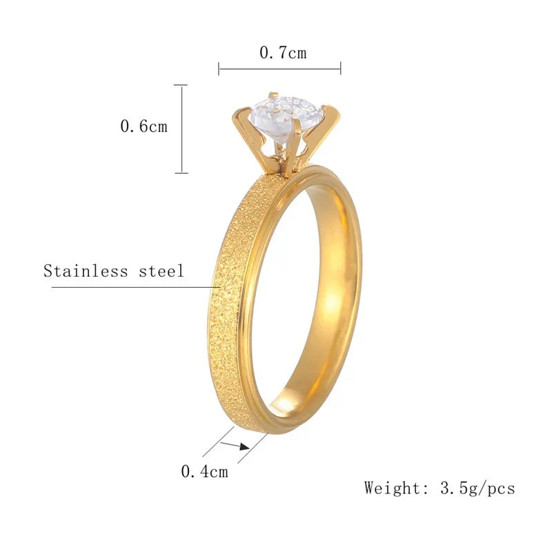Zircon Popular Titanium Steel Diamond Frosted Ring