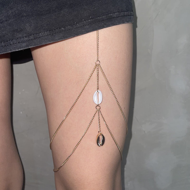 Female Shell Tassel Double Layer Thigh Chain Body Ornament