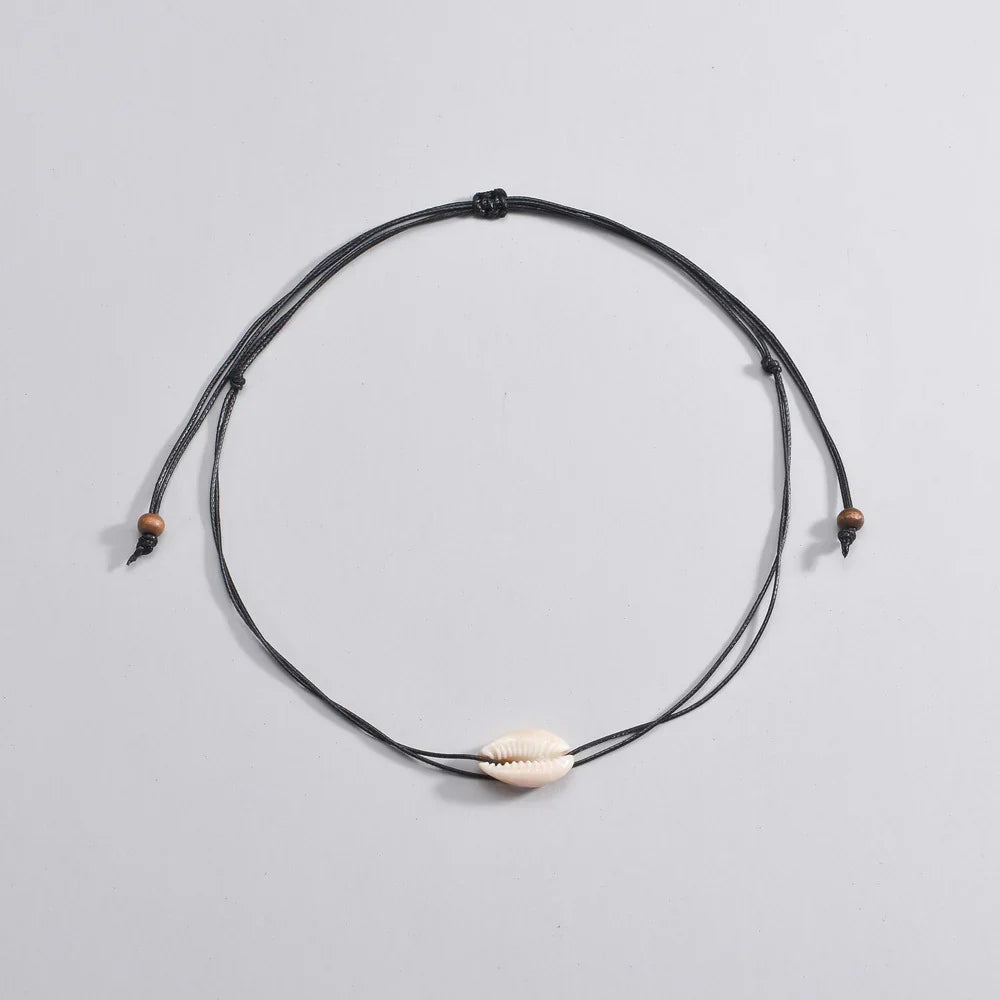 Personalized Shell Bead Hand-knit Necklace