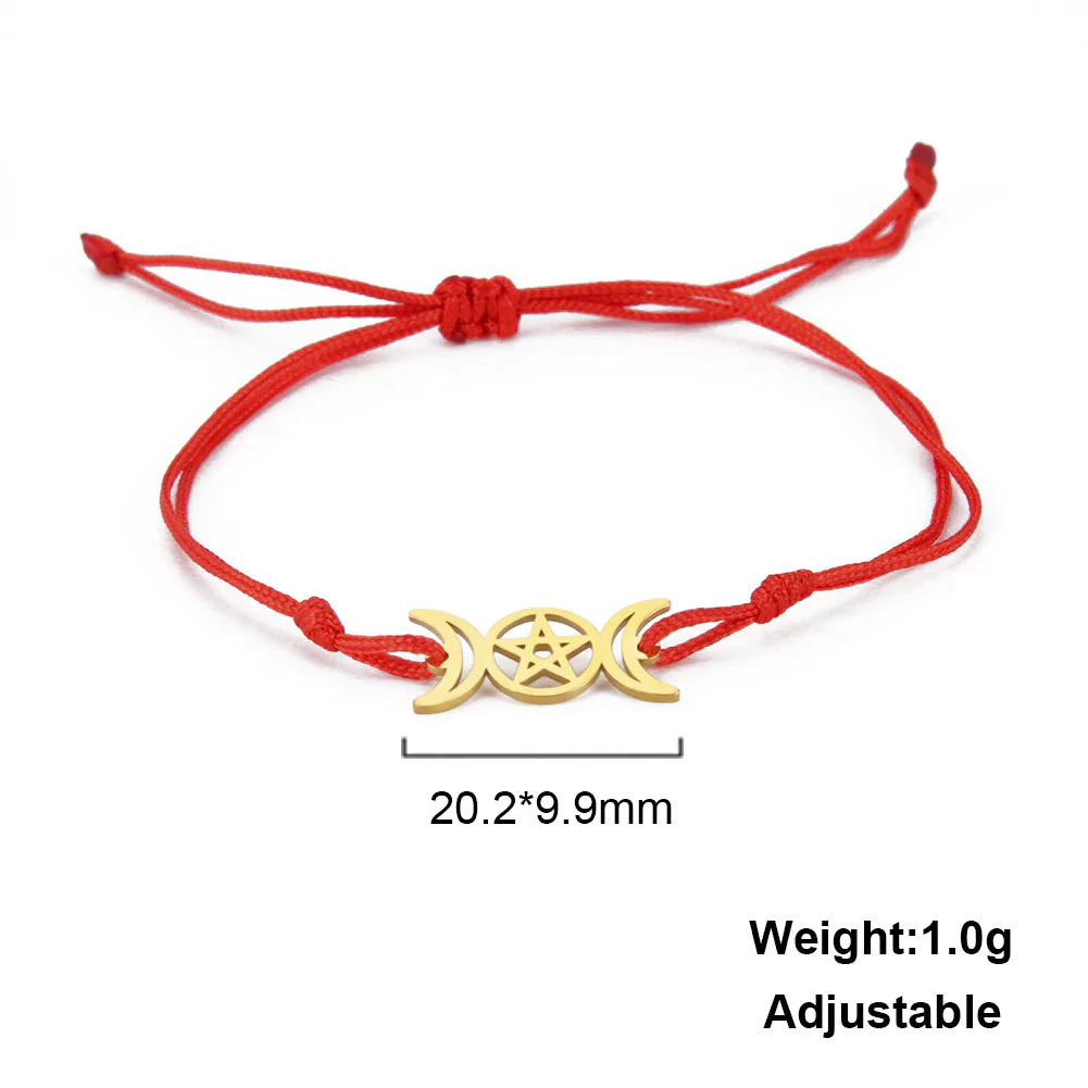 Cartoon Fashion Girlfriends Same Style Hollow-out Double Crescent Pentagram Jade Thread Bracelet