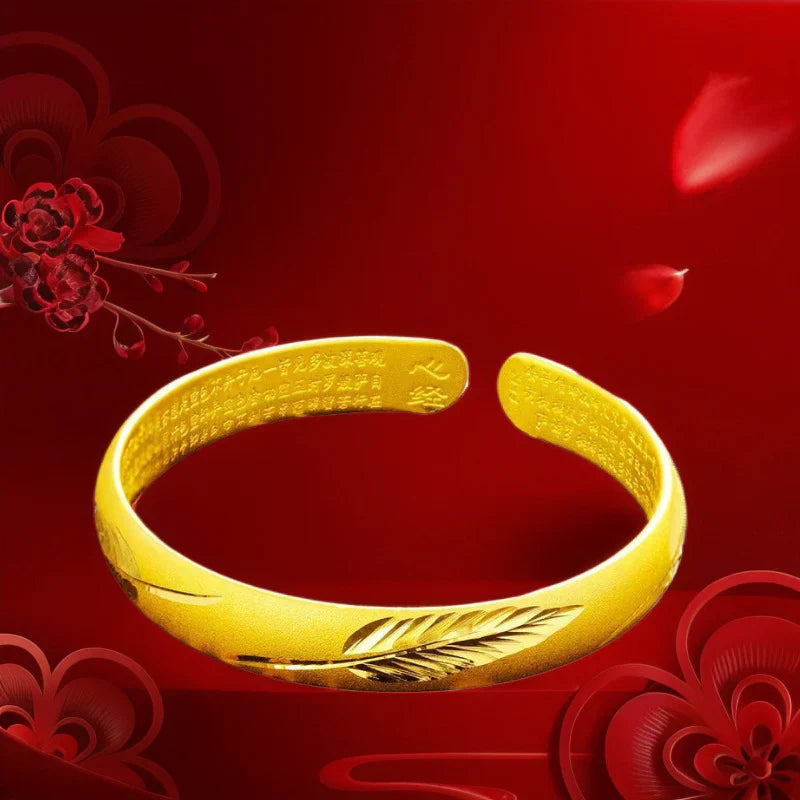 Yiye Rich Woman Gold-plated Open Heart Sutra Bracelet