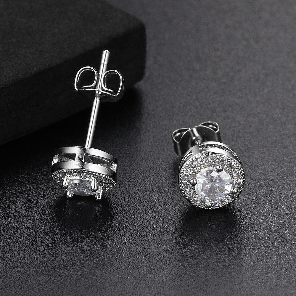 Geometric Female Full-jeweled Stud Earrings